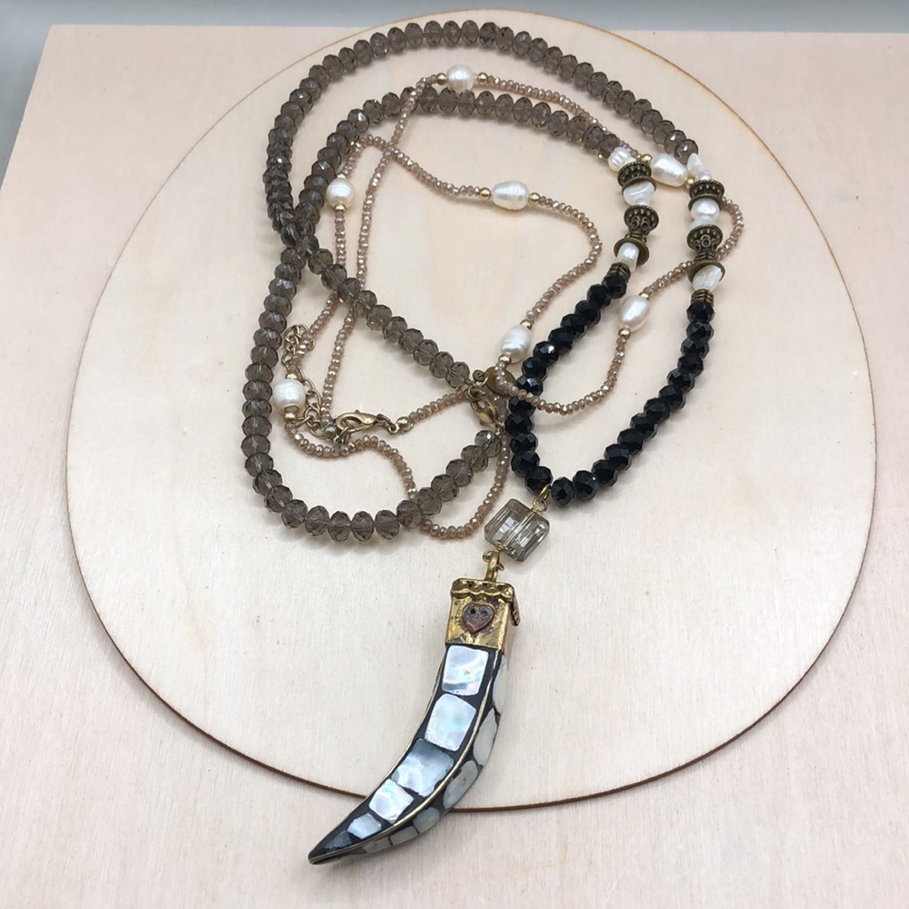 Curated bundle Fabulina and more boho style statement layered look necklaces.